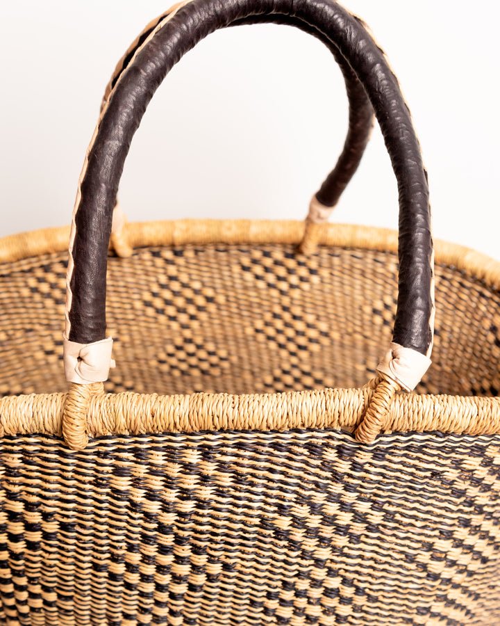 Afua hand-woven Bolga basket — colourful ethical African artisan basket, ethically made Ghana