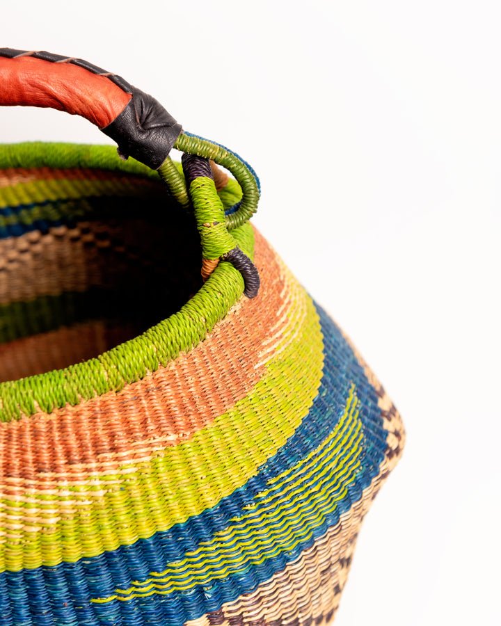 Ahoufe pot-shaped hand-woven Bolga basket — unique African artisan basket, ethically made Ghana