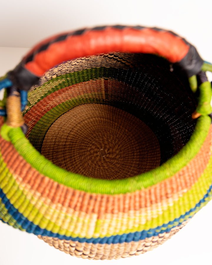 Ahoufe pot-shaped hand-woven Bolga basket — unique African artisan basket, ethically made Ghana