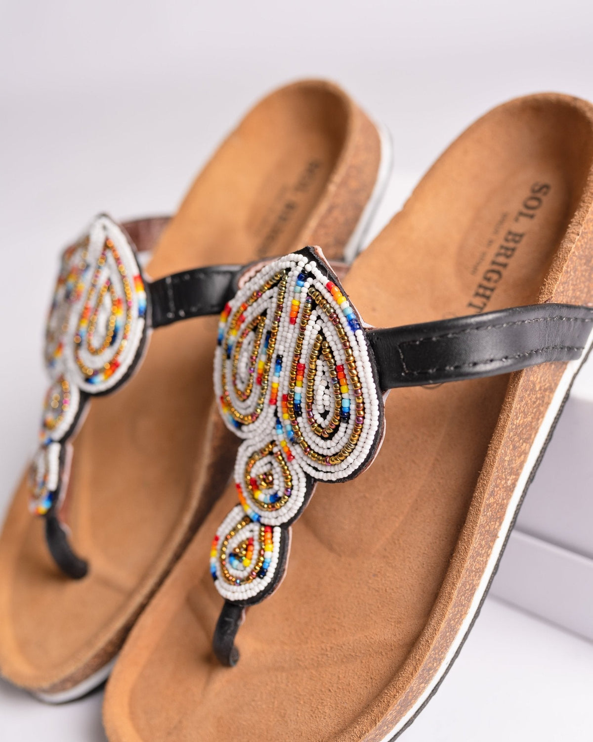 Hand-beaded Kenyan leather Birkenstock slippers with Maasai beadwork, Ref BERK 3086 — handcrafted in Kenya
