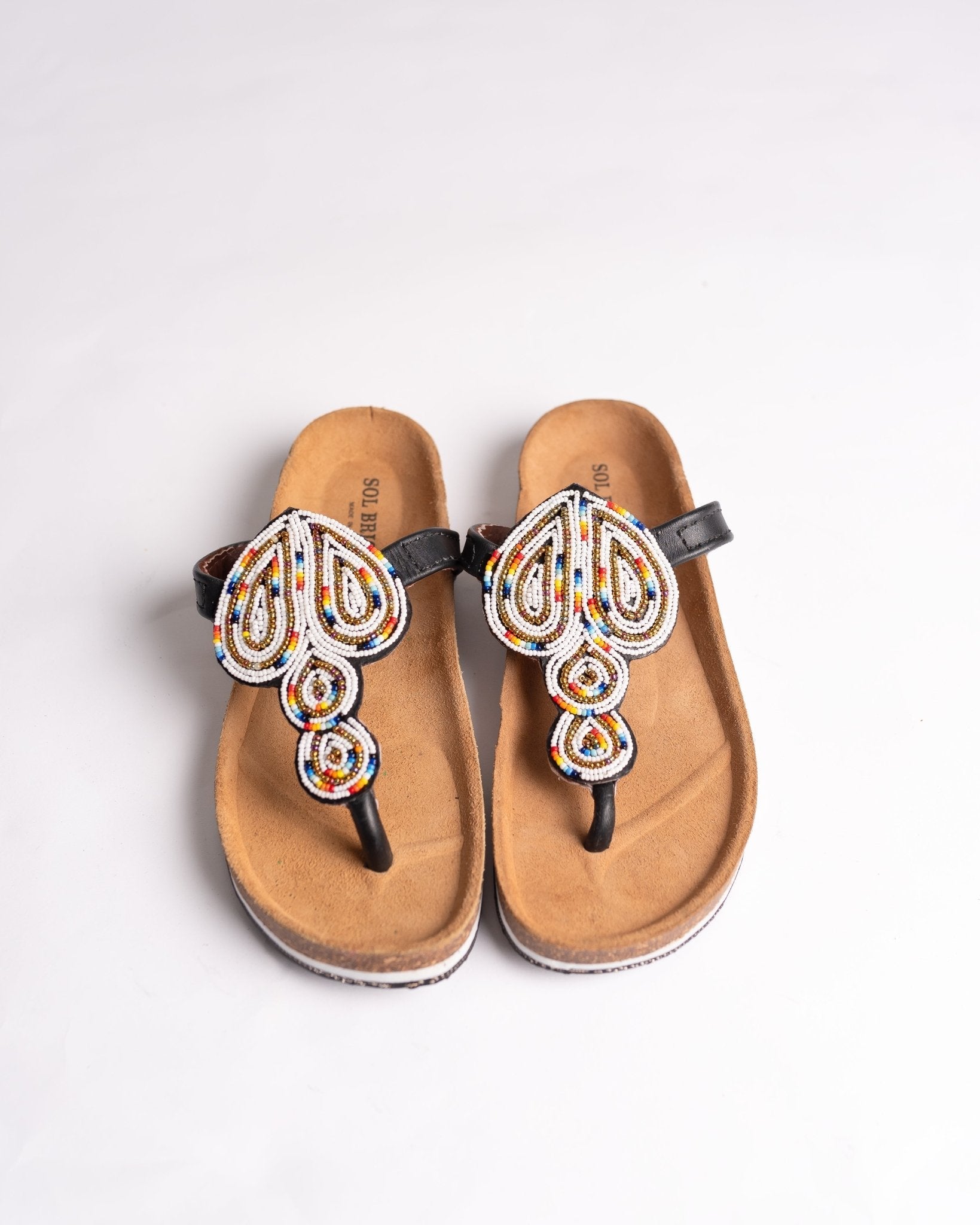 Hand-beaded Kenyan leather Birkenstock slippers with Maasai beadwork, Ref BERK 3086 — handcrafted in Kenya