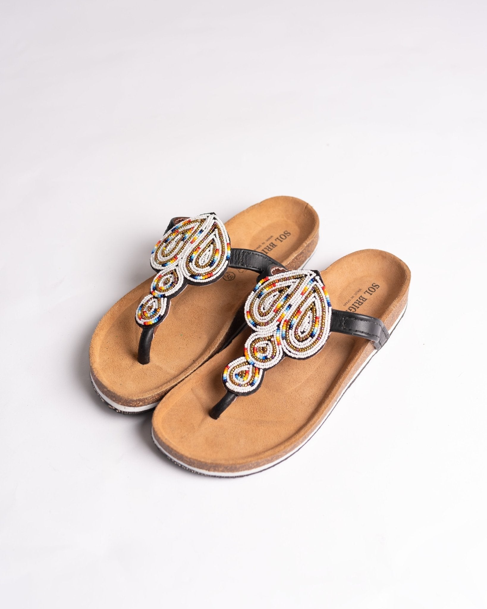 Hand-beaded Kenyan leather Birkenstock slippers with Maasai beadwork, Ref BERK 3086 — handcrafted in Kenya