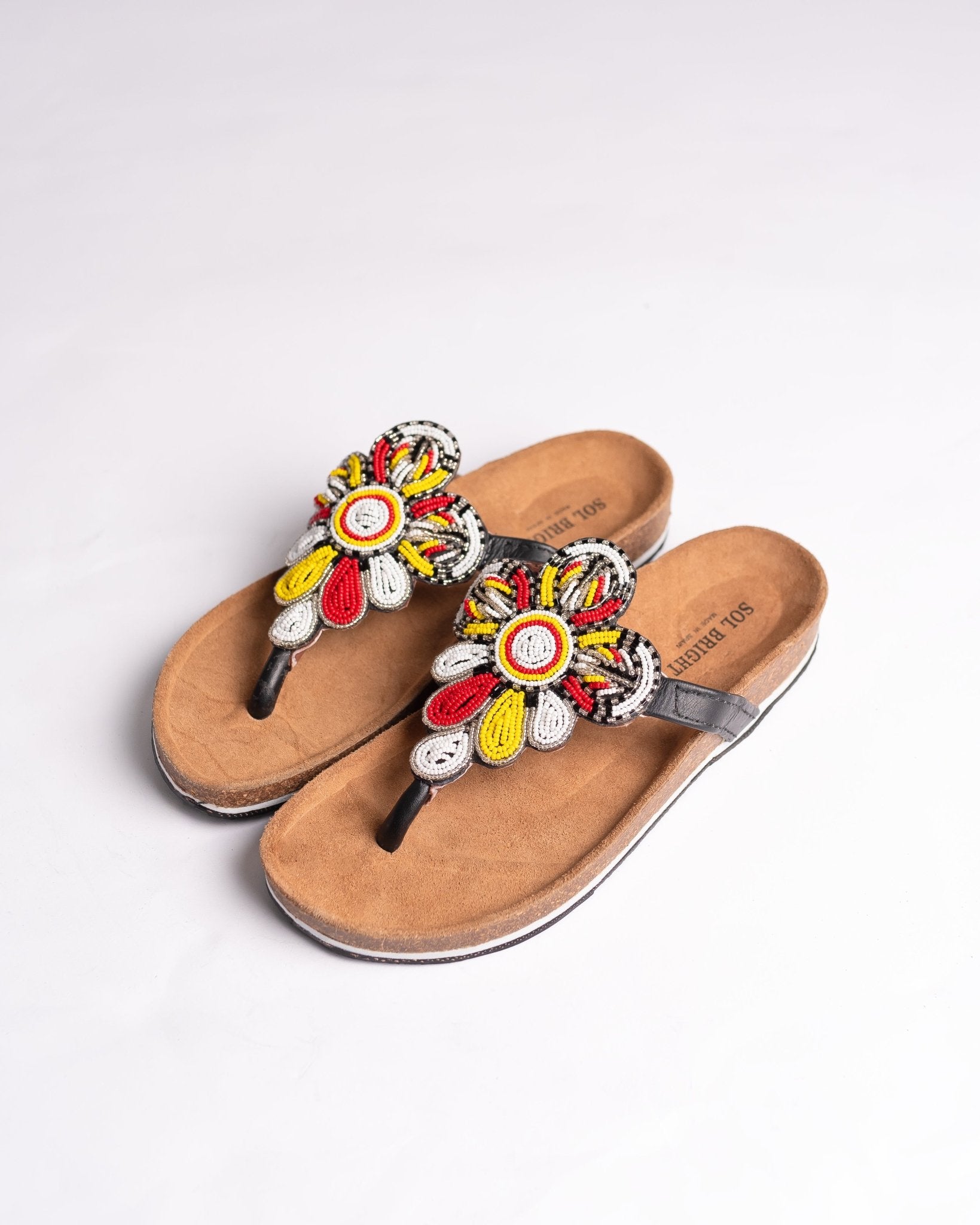 Hand-beaded Kenyan leather Birkenstock slippers with Maasai beadwork, Ref BERK 3307 — handcrafted in Kenya