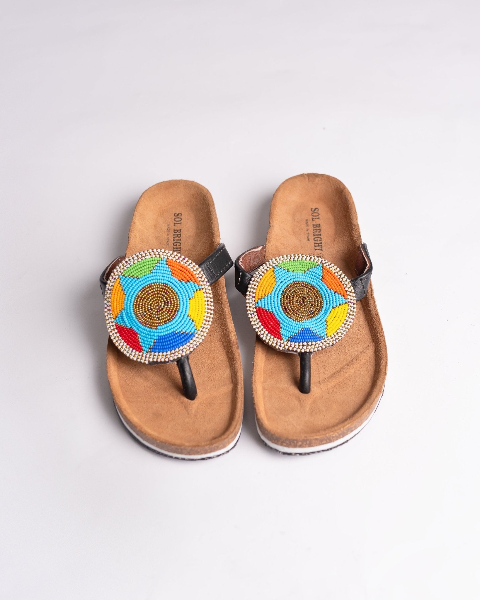 Hand-beaded Kenyan leather Birkenstock slippers with Maasai beadwork, Ref BERK 3320 — handcrafted in Kenya