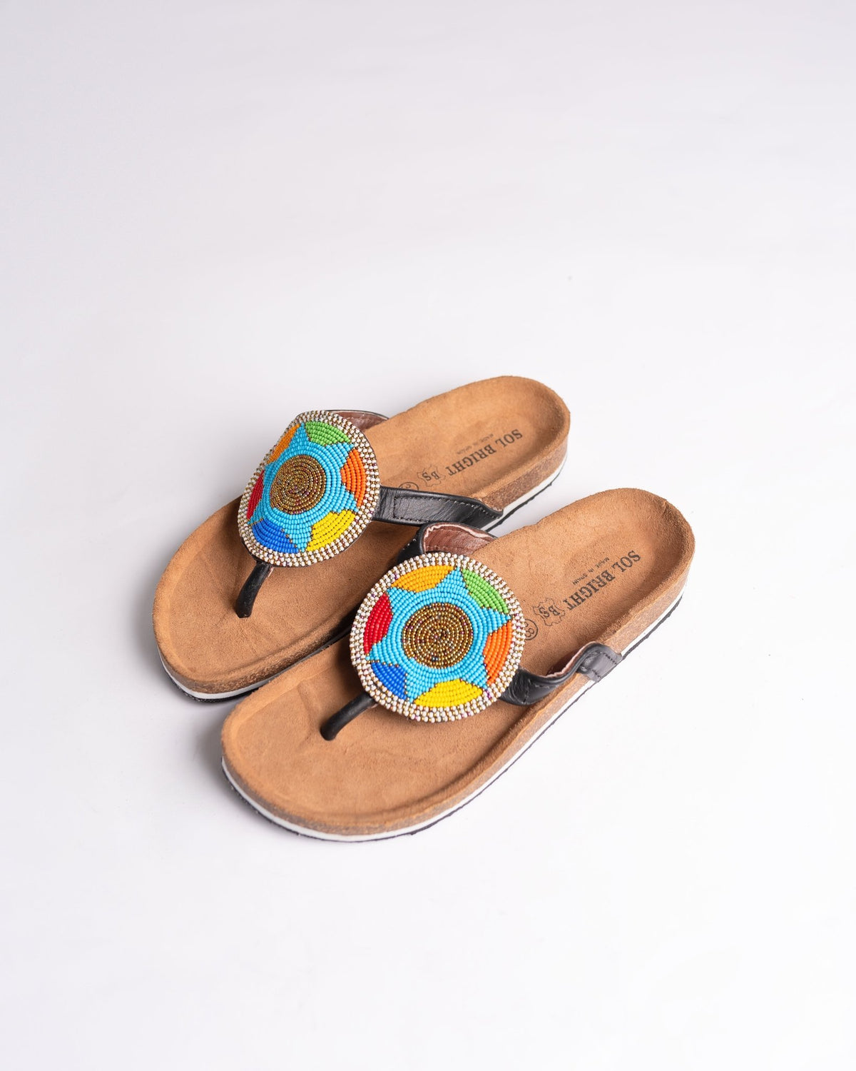 Hand-beaded Kenyan leather Birkenstock slippers with Maasai beadwork, Ref BERK 3320 — handcrafted in Kenya