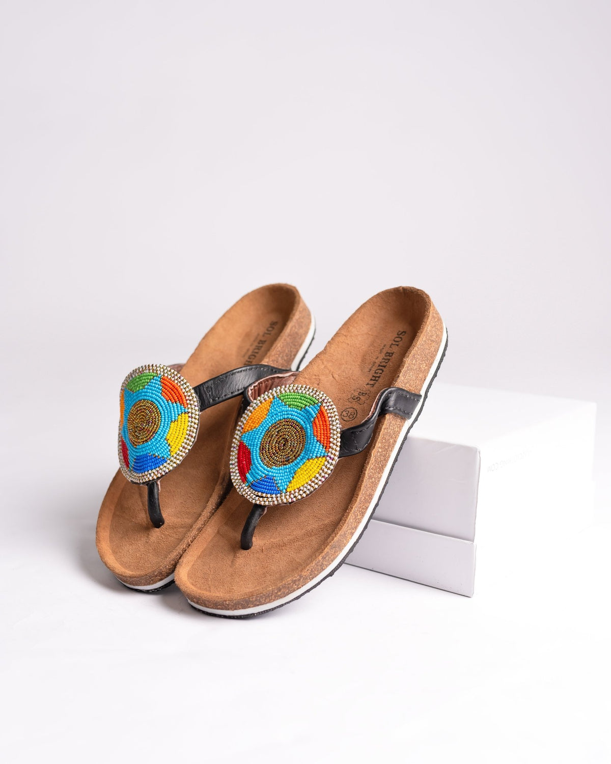 Hand-beaded Kenyan leather Birkenstock slippers with Maasai beadwork, Ref BERK 3320 — handcrafted in Kenya