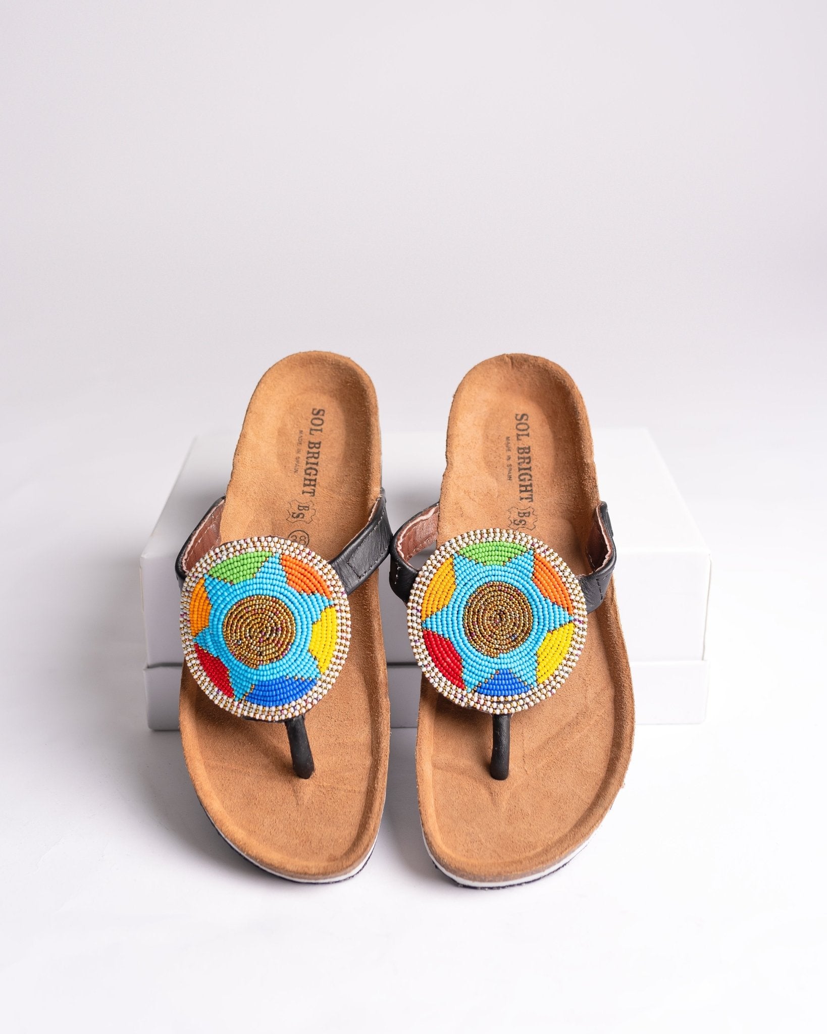 Hand-beaded Kenyan leather Birkenstock slippers with Maasai beadwork, Ref BERK 3320 — handcrafted in Kenya