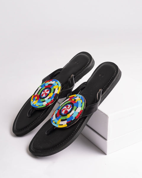 Beaded Leather Comfy Slippers (Ref: 1938) - Nathez out of Africa