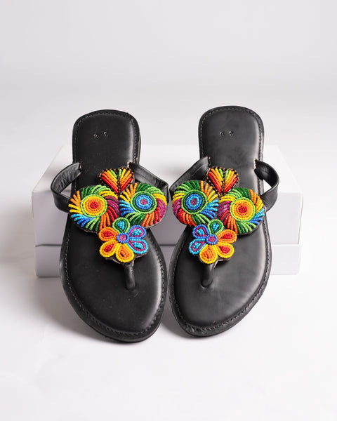 Beaded Leather Comfy Slippers (Ref: 2951) - Nathez out of Africa