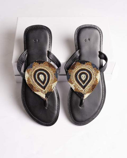 Beaded Leather Comfy Slippers (Ref: 2991) - Nathez out of Africa