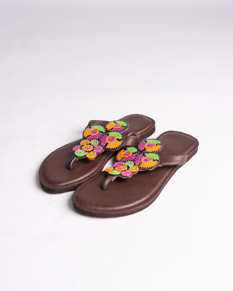 Beaded Leather Comfy Slippers (Ref: 3009) - Nathez out of Africa