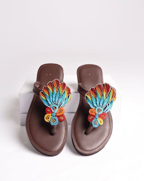 Beaded Leather Comfy Slippers (Ref: 3027) - Nathez out of Africa