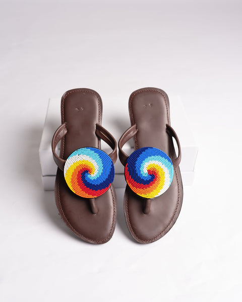 Beaded Leather Comfy Slippers (Ref 3063) - Nathez out of Africa