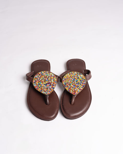 Beaded Leather Comfy Slippers (Ref: 3126) - Nathez out of Africa