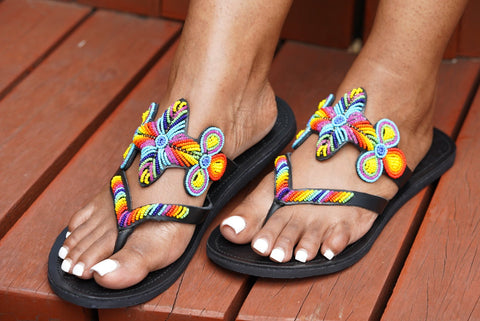 Beaded Leather Comfy Slippers (Ref: 3133) - Nathez out of Africa