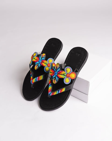 Beaded Leather Comfy Slippers (Ref: 3133) - Nathez out of Africa