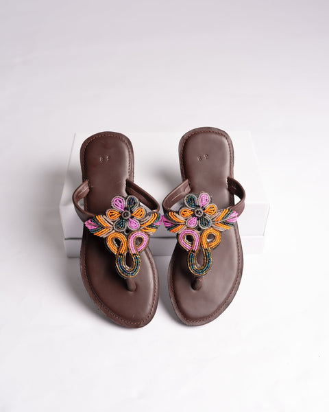 Beaded Leather Comfy Slippers (Ref: 3175) - Nathez out of Africa
