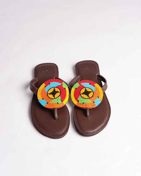 Beaded Leather Comfy Slippers (Ref: 3233) - Nathez out of Africa