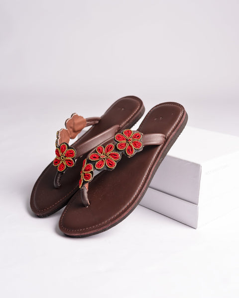 Beaded Leather Comfy Slippers (Ref: 3274) - Nathez out of Africa