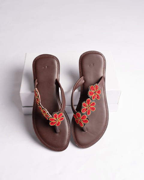 Beaded Leather Comfy Slippers (Ref: 3274) - Nathez out of Africa