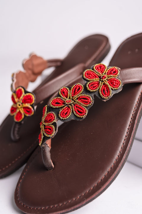 Beaded Leather Comfy Slippers (Ref: 3274) - Nathez out of Africa