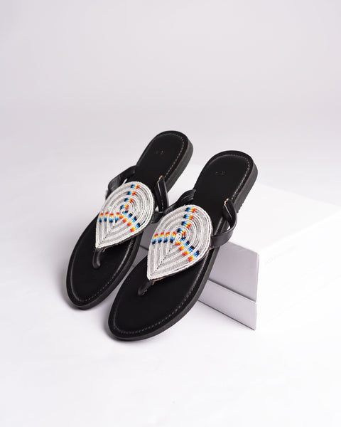Beaded Leather Comfy Slippers (Ref: 3321) - Nathez out of Africa
