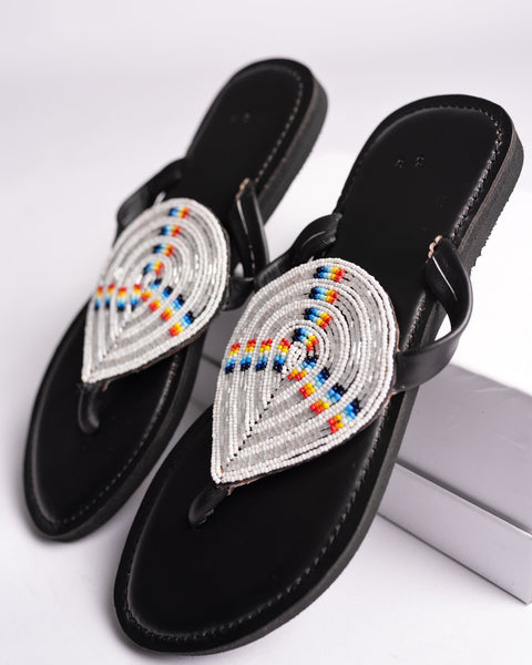 Beaded Leather Comfy Slippers (Ref: 3321) - Nathez out of Africa