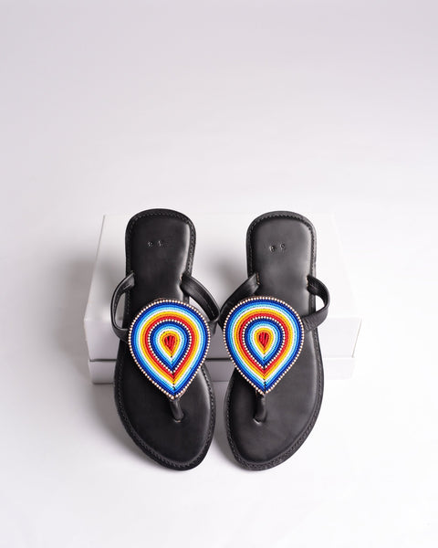 Beaded Leather Comfy Slippers (Ref: 3422) - Nathez out of Africa