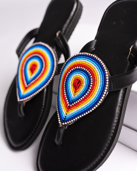 Beaded Leather Comfy Slippers (Ref: 3422) - Nathez out of Africa