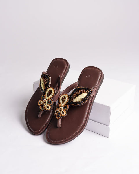 Beaded Leather Comfy Slippers (Ref: 4000) - Nathez out of Africa