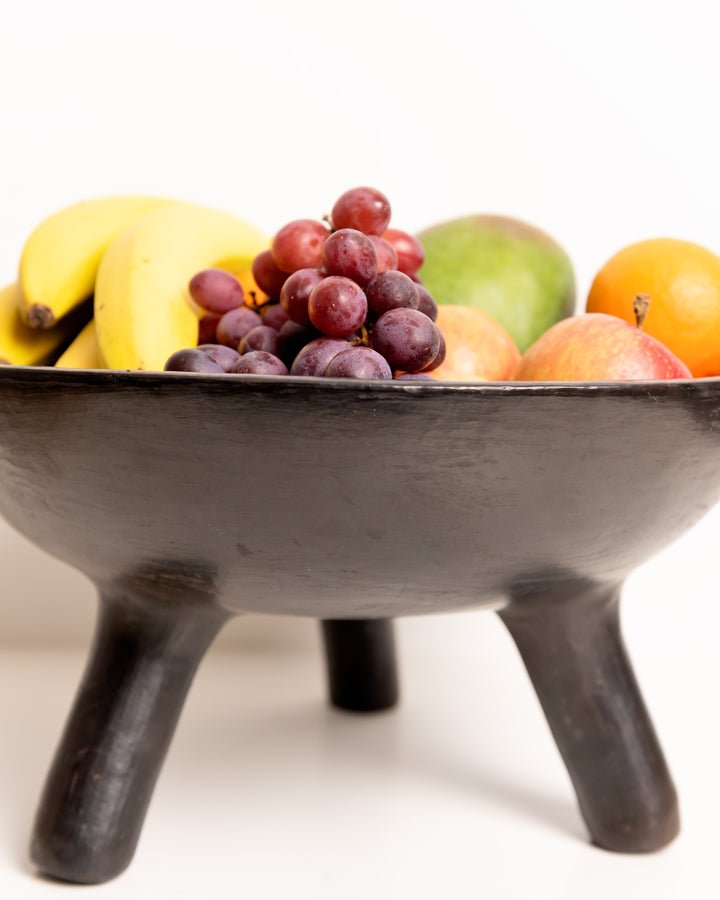 Blackened Baobab clay fruit bowl extra large — handcrafted African artisan home decor