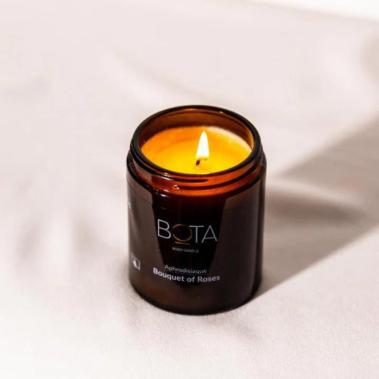 BOTA Aphrodisiaque massage body candle bouquet of roses 55g — natural luxury African skincare candle