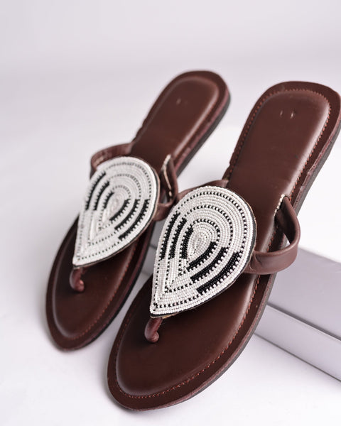 Beaded Leather Comfy Slippers (Ref: 3400) - Nathez out of Africa