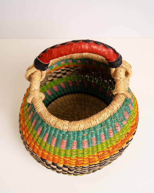 Dugbila small hand-woven Bolga basket — ethical African storage basket, Ghanaian artisan craft