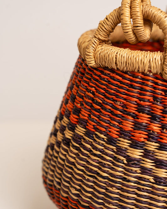 Dugbila small hand-woven Bolga basket — ethical African storage basket, Ghanaian artisan craft
