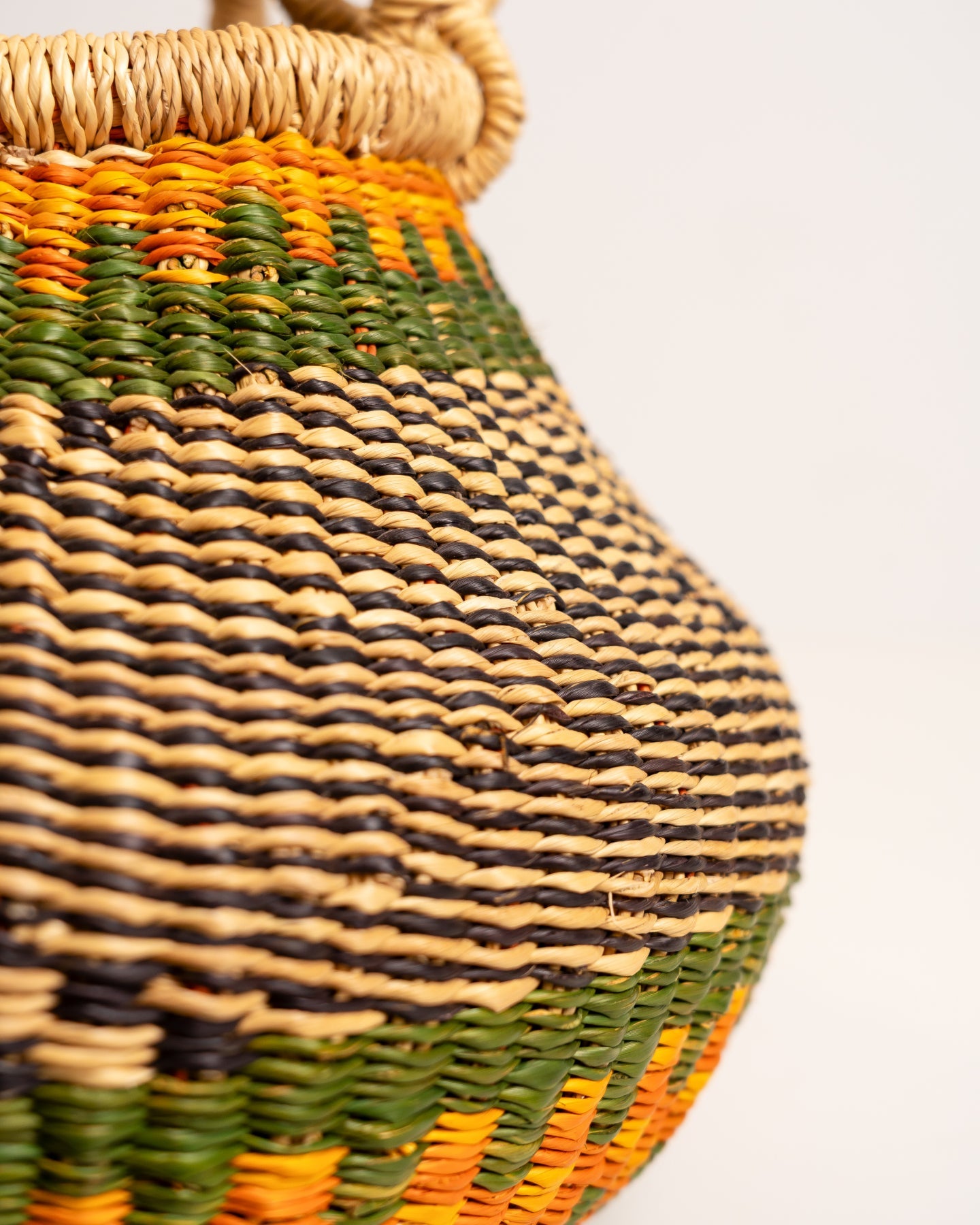 Dugbila small hand-woven Bolga basket — ethical African storage basket, Ghanaian artisan craft