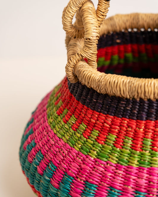 Dugbila small hand-woven Bolga basket — ethical African storage basket, Ghanaian artisan craft