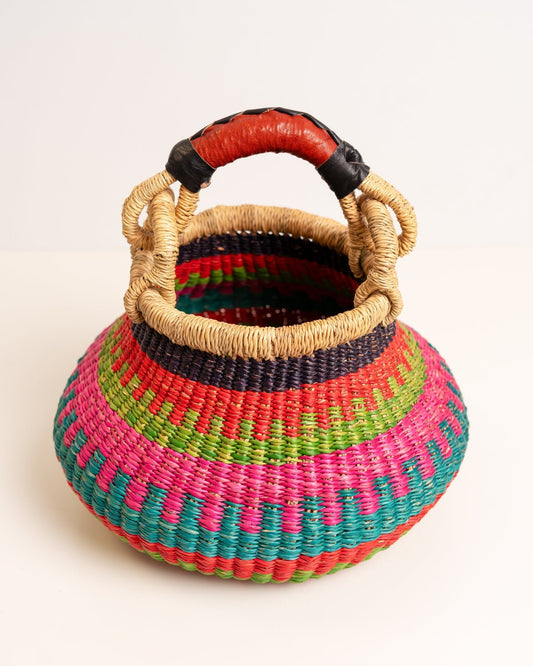 Dugbila small hand-woven Bolga basket — ethical African storage basket, Ghanaian artisan craft