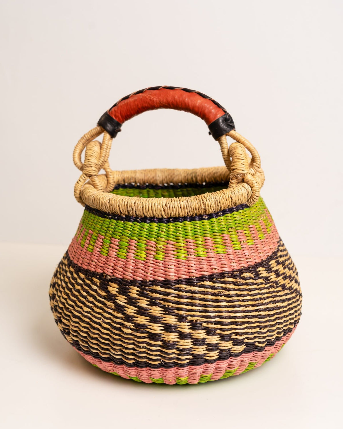 Dugbila small hand-woven Bolga basket — ethical African storage basket, Ghanaian artisan craft