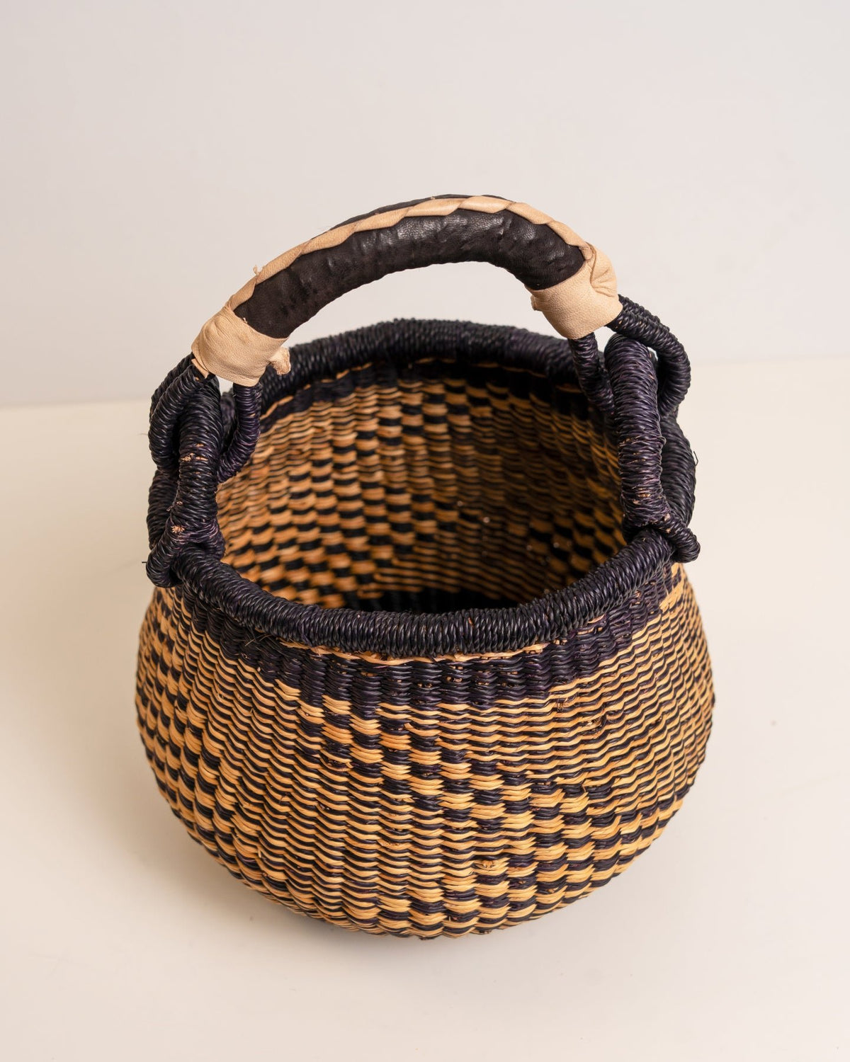 Dugbila small hand-woven Bolga basket — ethical African storage basket, Ghanaian artisan craft