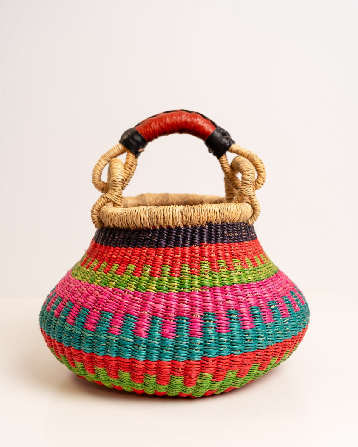Dugbila small hand-woven Bolga basket — ethical African storage basket, Ghanaian artisan craft