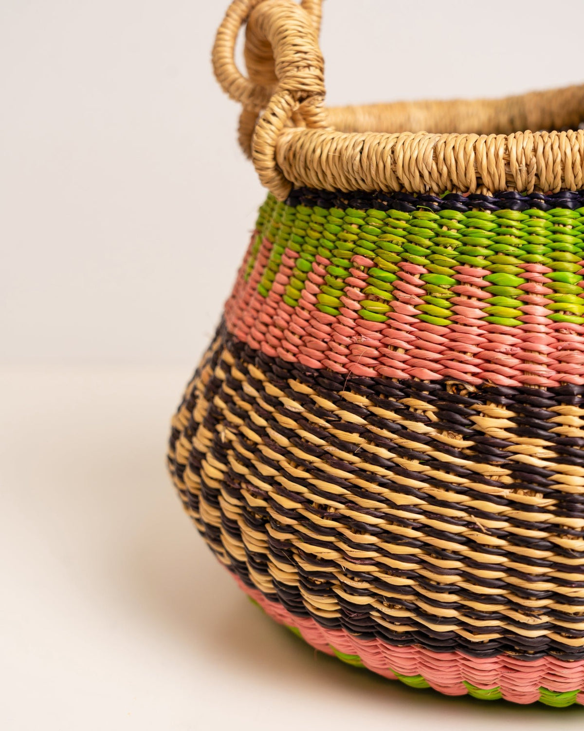 Dugbila small hand-woven Bolga basket — ethical African storage basket, Ghanaian artisan craft