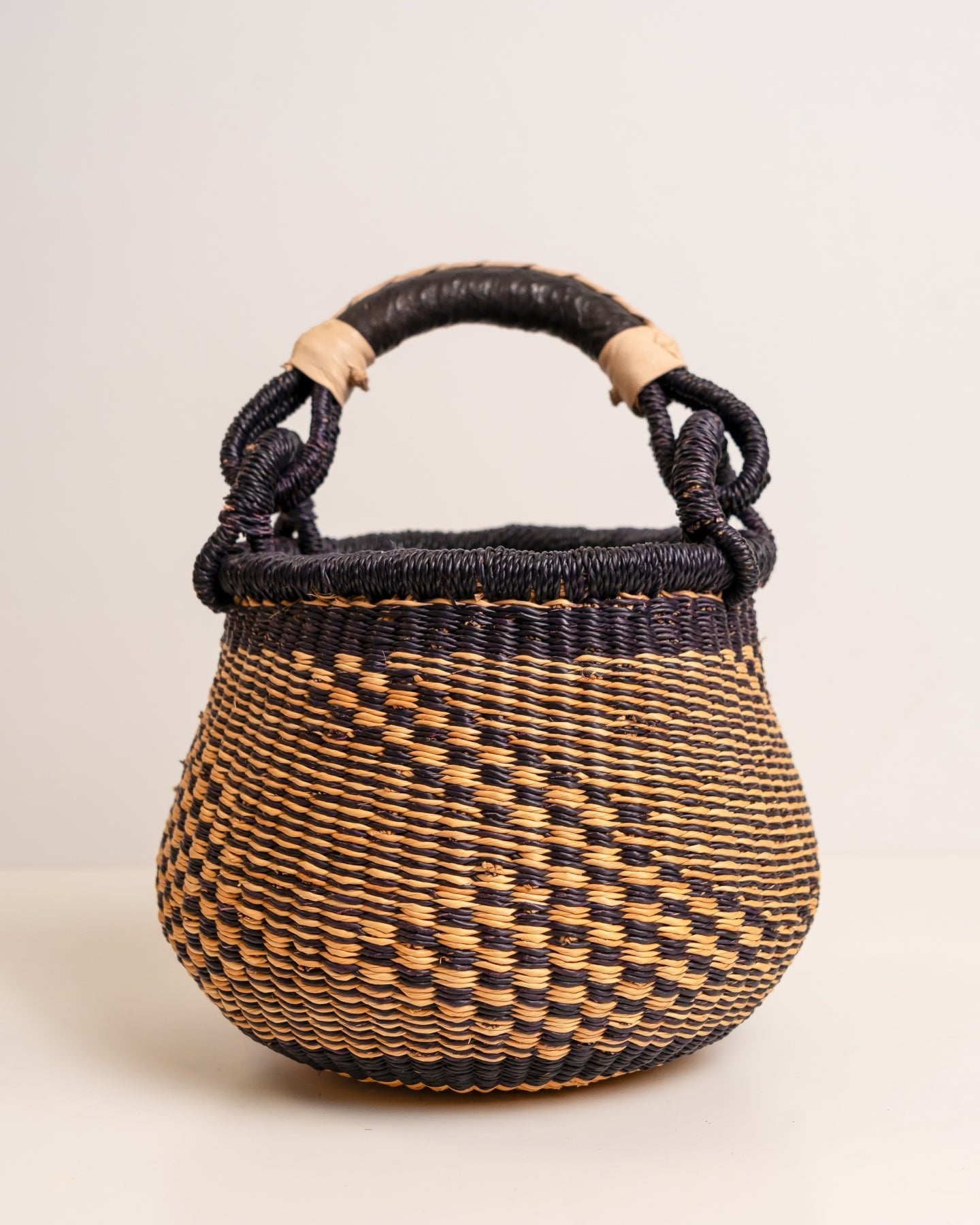 Dugbila small hand-woven Bolga basket — ethical African storage basket, Ghanaian artisan craft