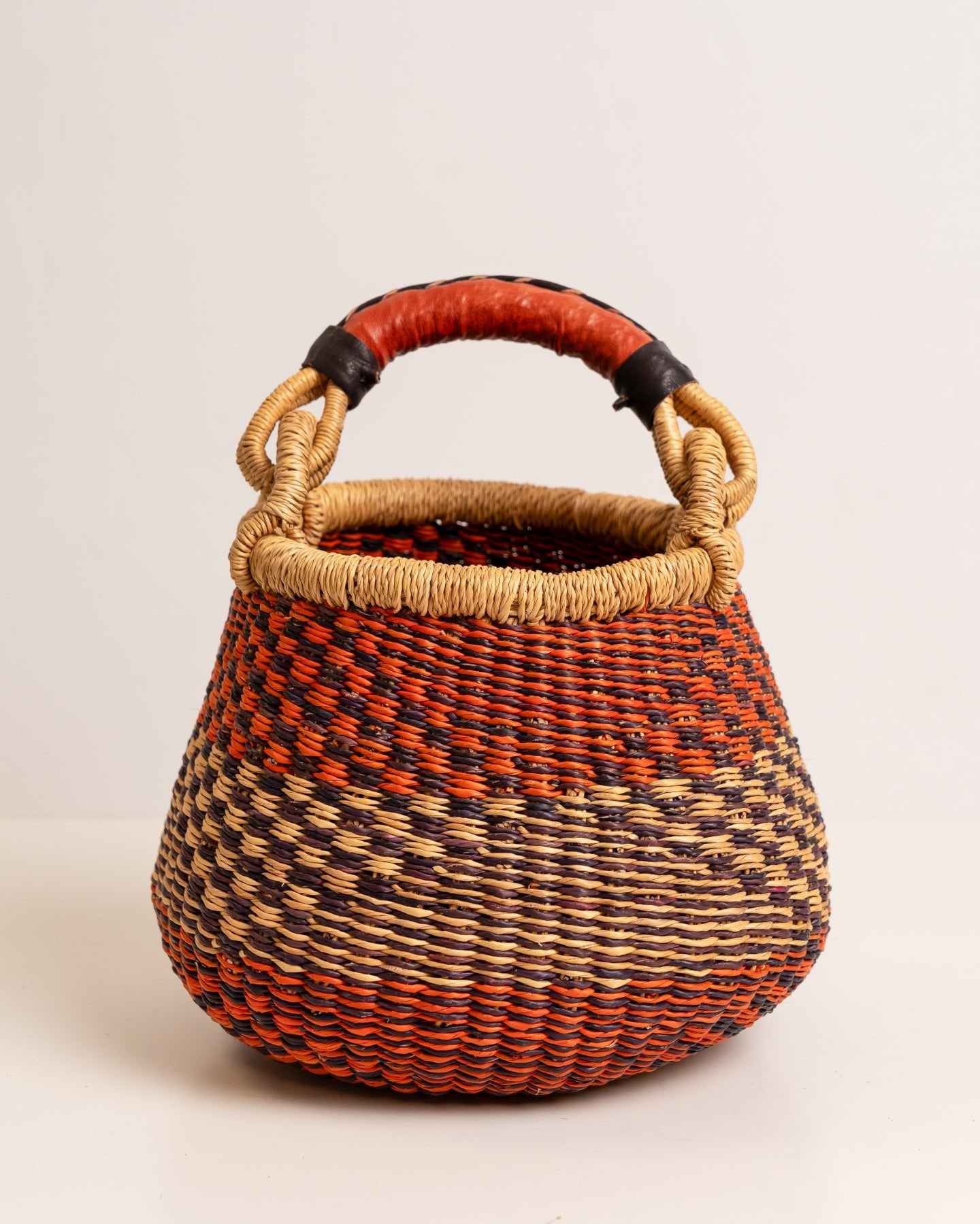 Dugbila small hand-woven Bolga basket — ethical African storage basket, Ghanaian artisan craft