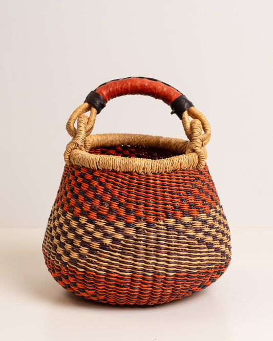 Dugbila small hand-woven Bolga basket — ethical African storage basket, Ghanaian artisan craft