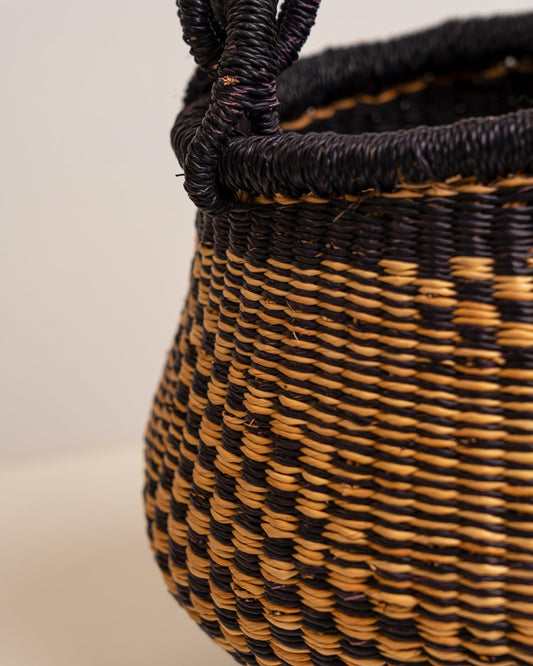 Dugbila small hand-woven Bolga basket — ethical African storage basket, Ghanaian artisan craft