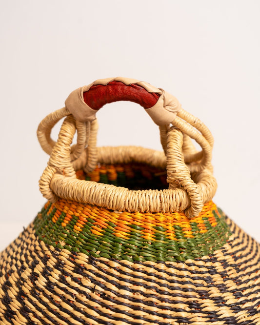 Dugbila small hand-woven Bolga basket — ethical African storage basket, Ghanaian artisan craft