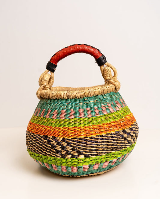 Dugbila small hand-woven Bolga basket — ethical African storage basket, Ghanaian artisan craft