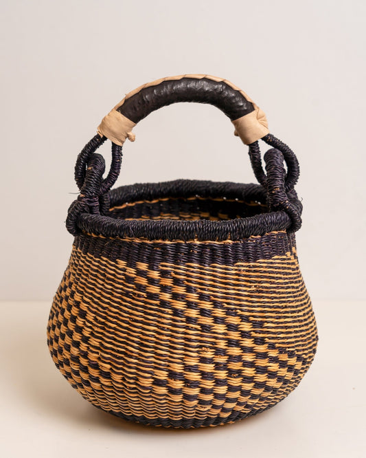 Dugbila small hand-woven Bolga basket — ethical African storage basket, Ghanaian artisan craft