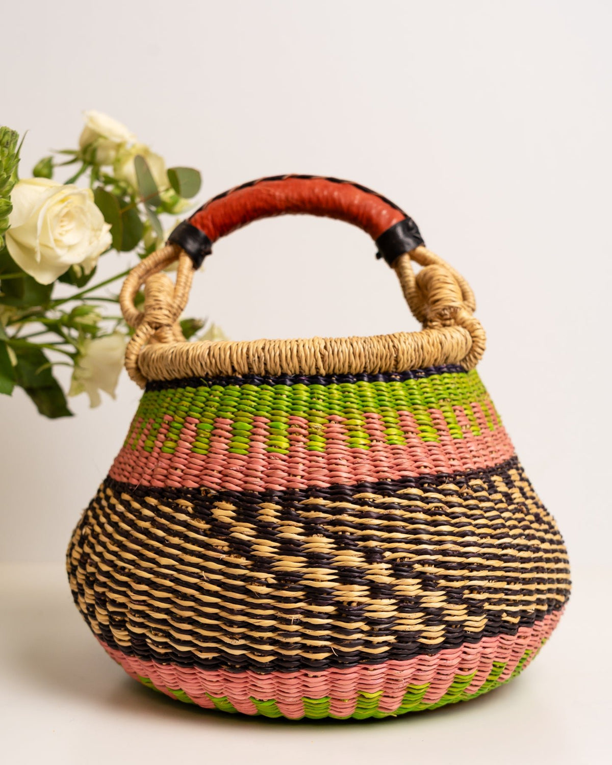 Dugbila small hand-woven Bolga basket — ethical African storage basket, Ghanaian artisan craft